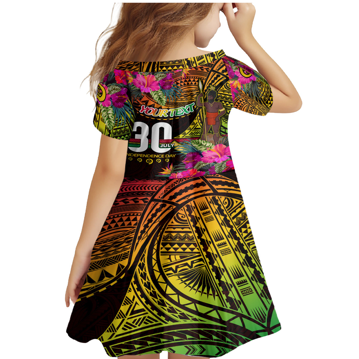 Personalised Vanuatu Independence Day 30 July Family Matching Mermaid Dress and Hawaiian Shirt Hibiscus Polynesian Pattern