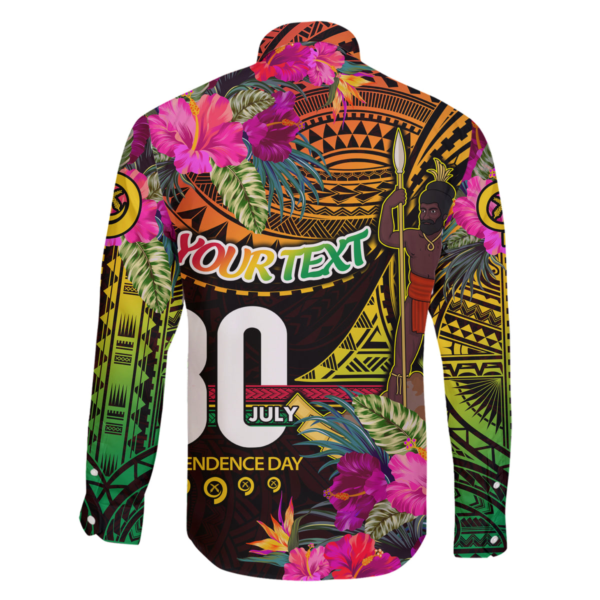 Personalised Vanuatu Independence Day 30 July Family Matching Short Sleeve Bodycon Dress and Hawaiian Shirt Hibiscus Polynesian Pattern DT02 - Polynesian Pride