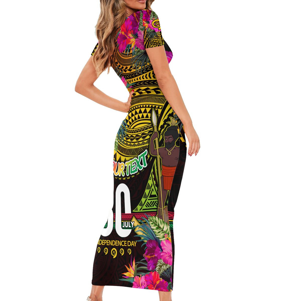 Personalised Vanuatu Independence Day 30 July Family Matching Short Sleeve Bodycon Dress and Hawaiian Shirt Hibiscus Polynesian Pattern DT02 - Polynesian Pride