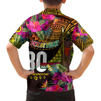 Personalised Vanuatu Independence Day 30 July Kid Hawaiian Shirt Hibiscus Polynesian Pattern