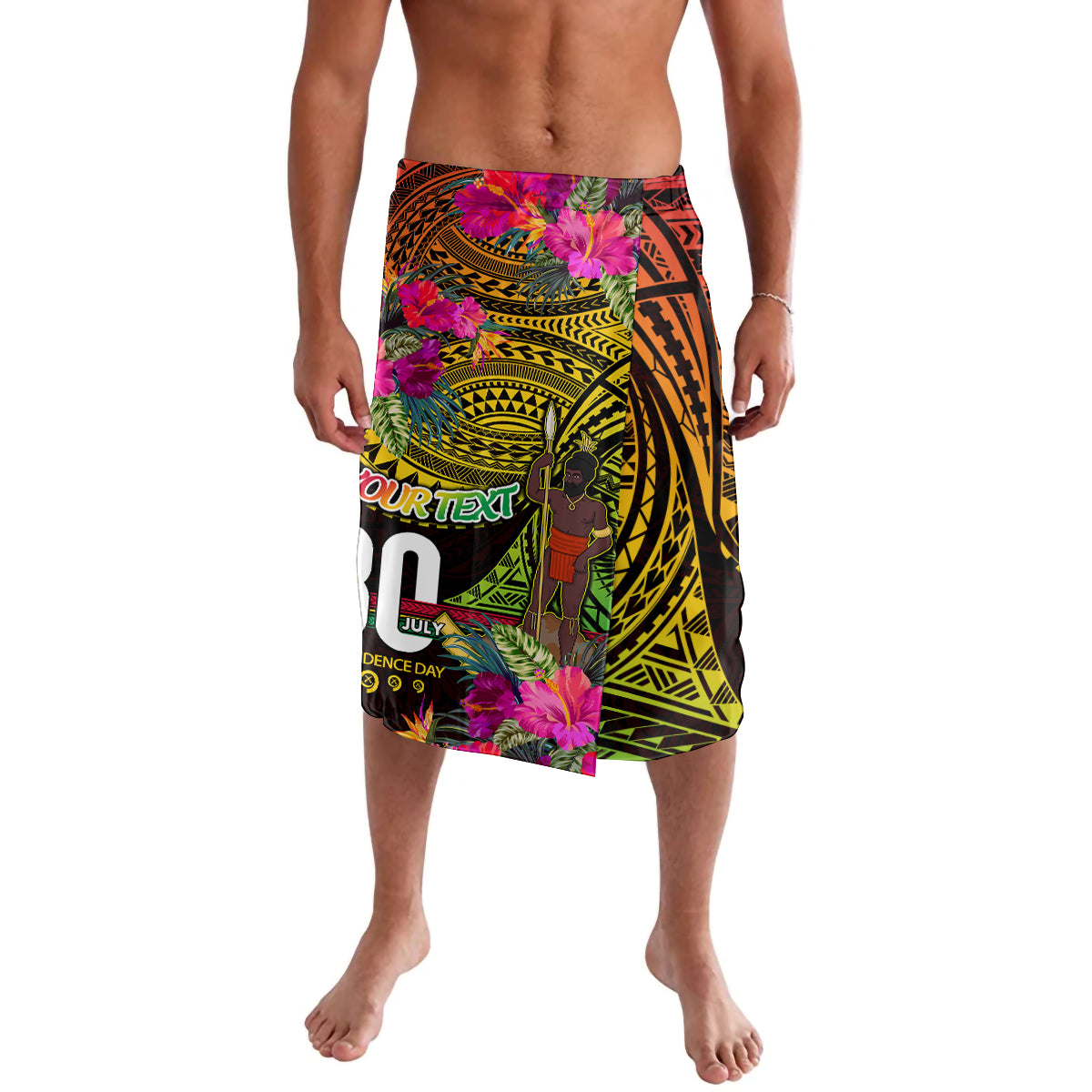 Personalised Vanuatu Independence Day 30 July Lavalava Hibiscus Polynesian Pattern