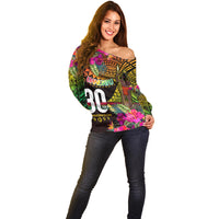 Personalised Vanuatu Independence Day 30 July Off Shoulder Sweater Hibiscus Polynesian Pattern