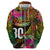 Personalised Vanuatu Independence Day 30 July Zip Hoodie Hibiscus Polynesian Pattern