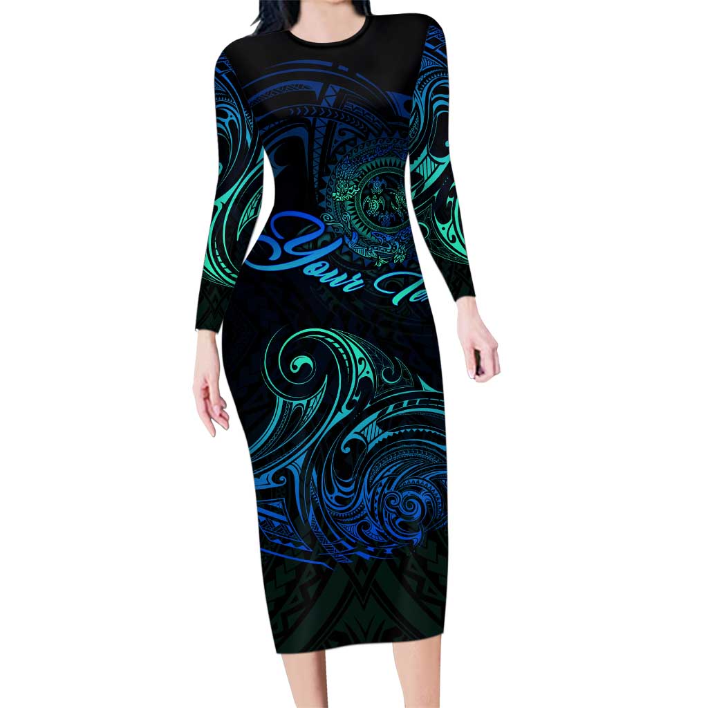 Sea Animal Polynesia Family Matching Long Sleeve Bodycon Dress and Hawaiian Shirt Polynesian Pattern