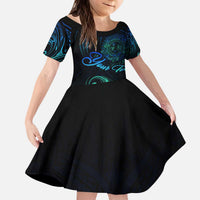 Sea Animal Polynesia Family Matching Puletasi and Hawaiian Shirt Polynesian Pattern DT02 Daughter's Dress Black - Polynesian Pride