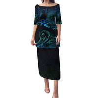 Sea Animal Polynesia Family Matching Puletasi and Hawaiian Shirt Polynesian Pattern DT02 Mom's Dress Black - Polynesian Pride
