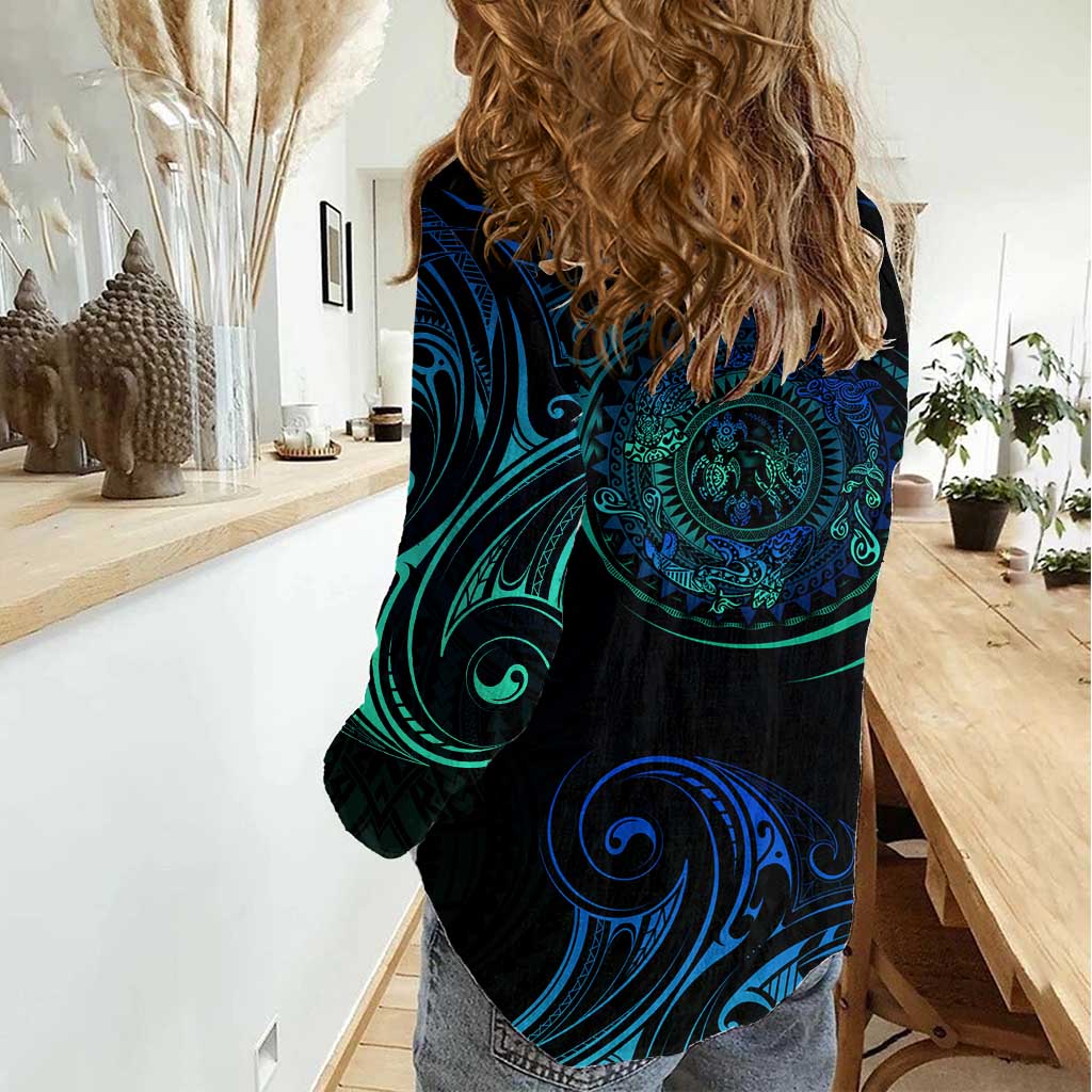 Sea Animal Polynesia Women Casual Shirt Polynesian Pattern DT02 - Polynesian Pride