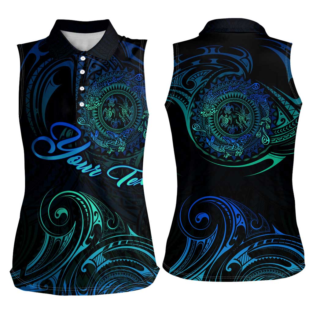Sea Animal Polynesia Women Sleeveless Polo Shirt Polynesian Pattern DT02 - Polynesian Pride