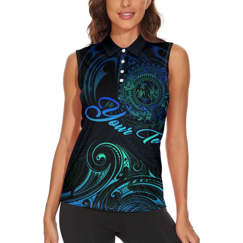 Sea Animal Polynesia Women Sleeveless Polo Shirt Polynesian Pattern DT02 - Polynesian Pride