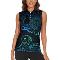 Sea Animal Polynesia Women Sleeveless Polo Shirt Polynesian Pattern DT02 - Polynesian Pride
