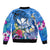 Aloha Hawaii Bomber Jacket Dolphins and Fish Hook Hibiscus