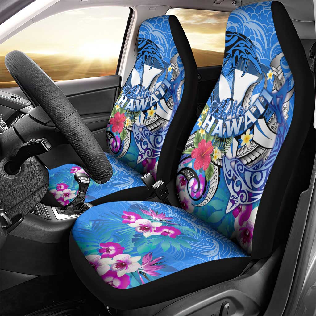 Aloha Hawaii Car Seat Cover Dolphins and Fish Hook Hibiscus