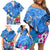 Aloha Hawaii Family Matching Off Shoulder Short Dress and Hawaiian Shirt Dolphins and Fish Hook Hibiscus