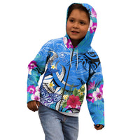 Aloha Hawaii Kid Hoodie Dolphins and Fish Hook Hibiscus