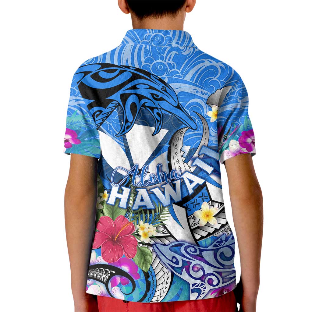 Aloha Hawaii Kid Polo Shirt Dolphins and Fish Hook Hibiscus DT02 - Polynesian Pride
