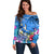 Aloha Hawaii Off Shoulder Sweater Dolphins and Fish Hook Hibiscus