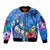 Aloha Hawaii Sleeve Zip Bomber Jacket Dolphins and Fish Hook Hibiscus