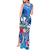 Aloha Hawaii Tank Maxi Dress Dolphins and Fish Hook Hibiscus