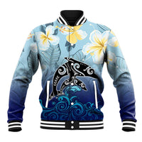 Mother And Baby Dolphins Baseball Jacket Hawaii Hibiscus DT02 Unisex Blue - Polynesian Pride
