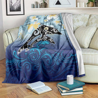 Mother And Baby Dolphins Blanket Hawaii Hibiscus