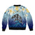 Mother And Baby Dolphins Bomber Jacket Hawaii Hibiscus