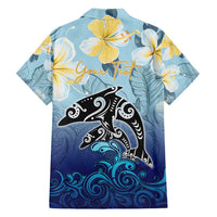 Mother And Baby Dolphins Family Matching Long Sleeve Bodycon Dress and Hawaiian Shirt Hawaii Hibiscus DT02 - Polynesian Pride