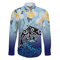 Mother And Baby Dolphins Family Matching Off The Shoulder Long Sleeve Dress and Hawaiian Shirt Hawaii Hibiscus