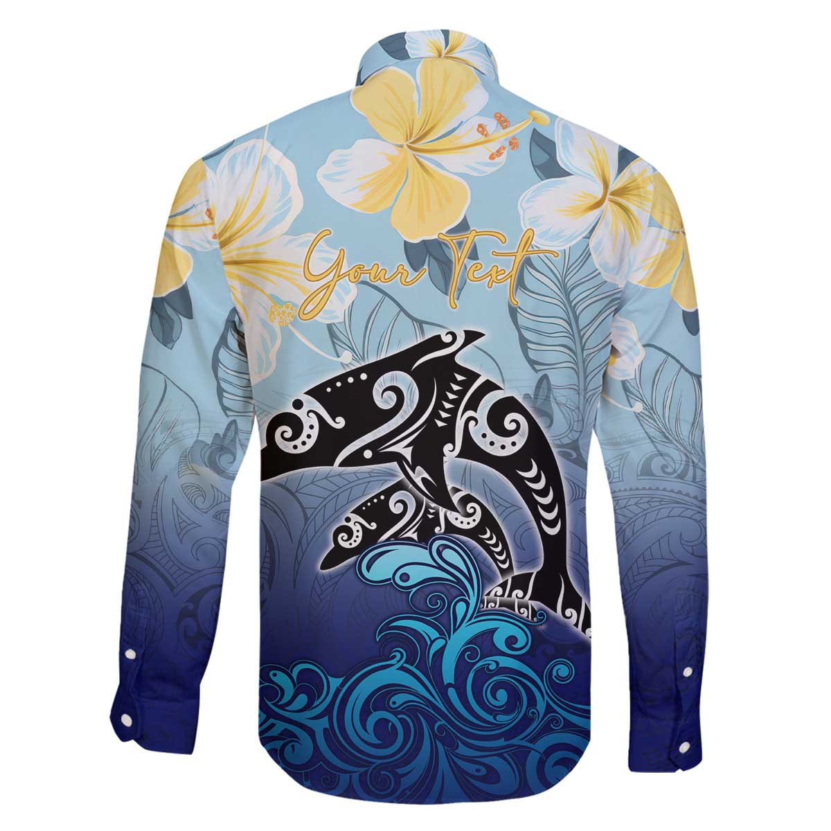 Mother And Baby Dolphins Family Matching Off The Shoulder Long Sleeve Dress and Hawaiian Shirt Hawaii Hibiscus