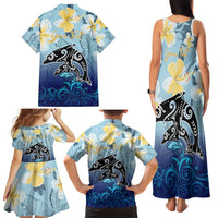 Mother And Baby Dolphins Family Matching Tank Maxi Dress and Hawaiian Shirt Hawaii Hibiscus
