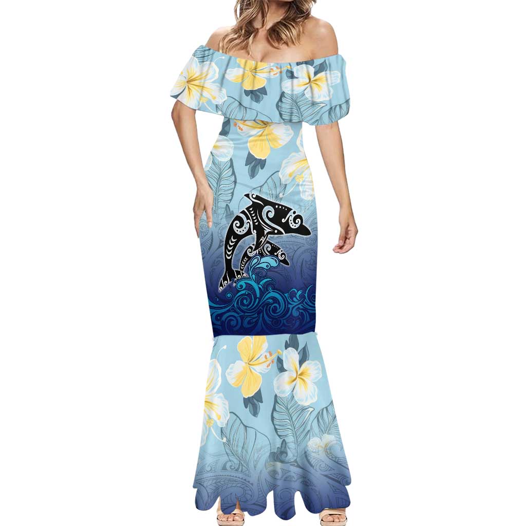 Mother And Baby Dolphins Mermaid Dress Hawaii Hibiscus DT02 - Polynesian Pride