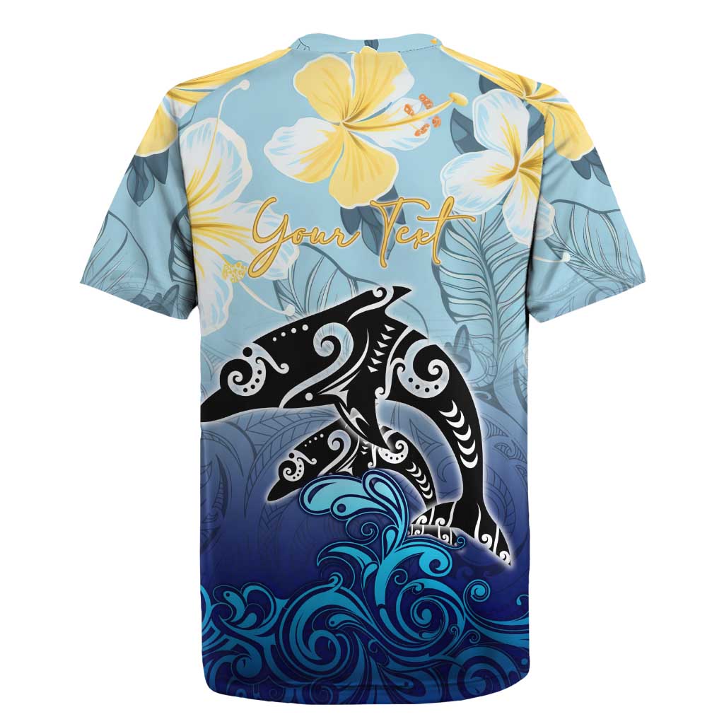 Mother And Baby Dolphins Rugby Jersey Hawaii Hibiscus
