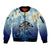 Mother And Baby Dolphins Sleeve Zip Bomber Jacket Hawaii Hibiscus