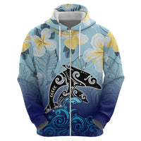 Mother And Baby Dolphins Zip Hoodie Hawaii Hibiscus