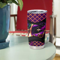 Happy Mardi Gras Tumbler Cup Mask Feather Colorfull