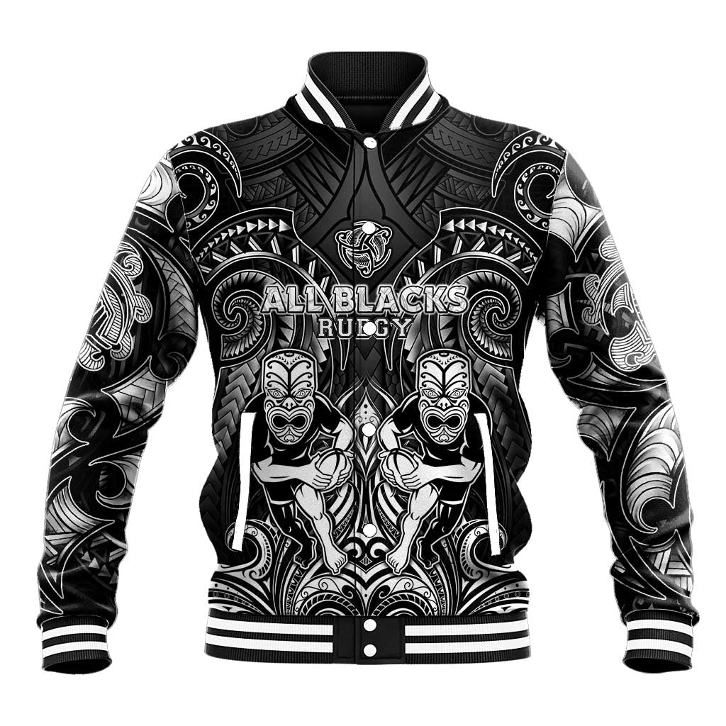 Personalized All Black Baseball Jacket New Zealand Rugby Mascot Maori