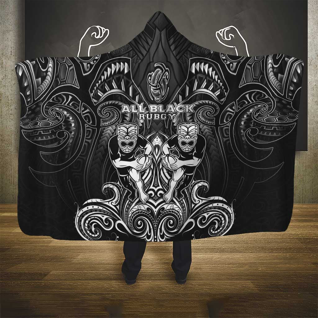 All Black Hooded Blanket New Zealand Rugby Mascot Maori