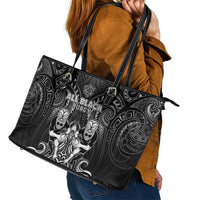 All Black Leather Tote Bag New Zealand Rugby Mascot Maori