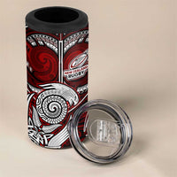 New Zealand Aotearoa Rugby 4 in 1 Can Cooler Tumbler Maori Fern Tattoo Art