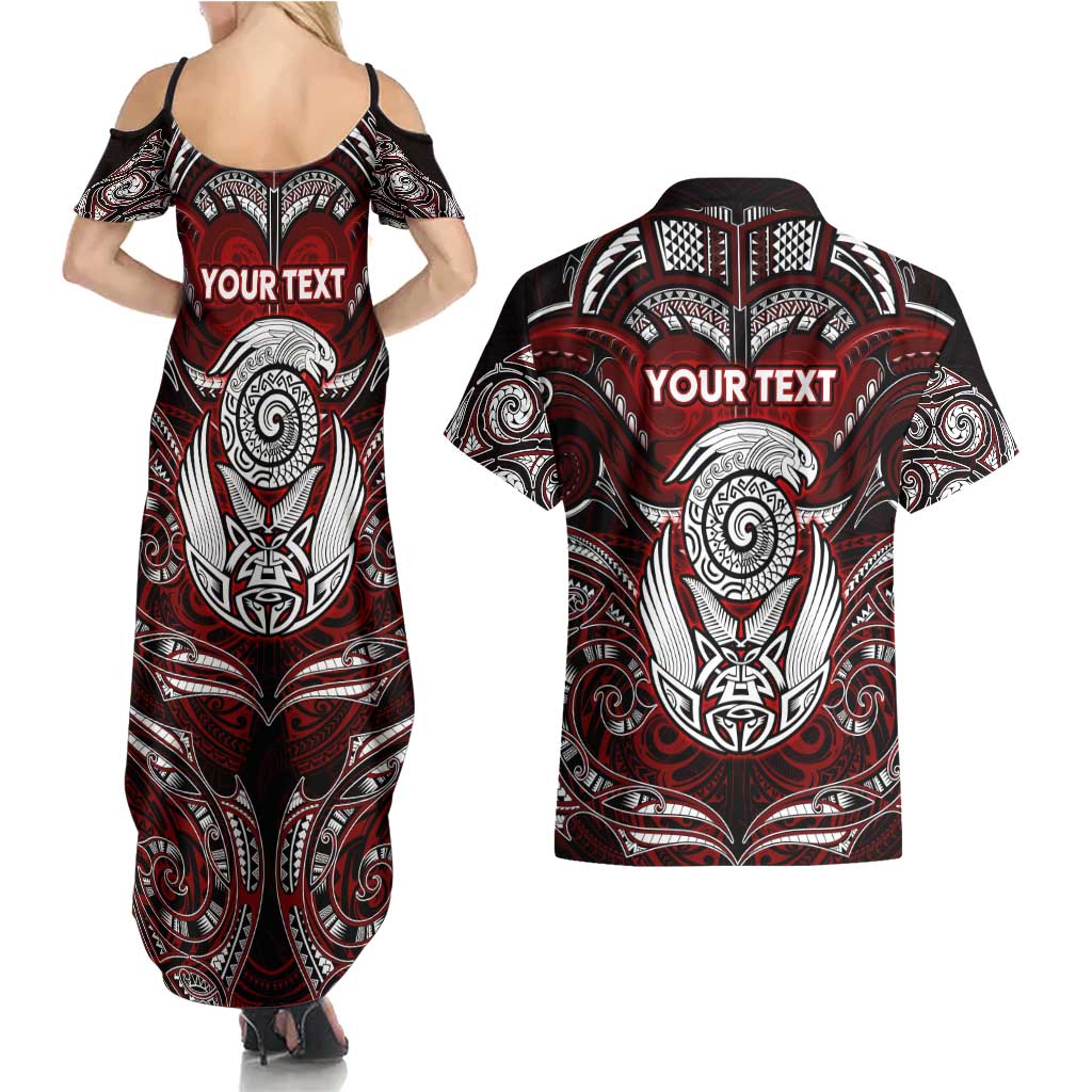 Personalized New Zealand Aotearoa Rugby Couples Matching Summer Maxi Dress and Hawaiian Shirt Maori Fern Tattoo Art DT02 - Polynesian Pride