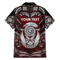 Personalized New Zealand Aotearoa Rugby Family Matching Off Shoulder Short Dress and Hawaiian Shirt Maori Fern Tattoo Art