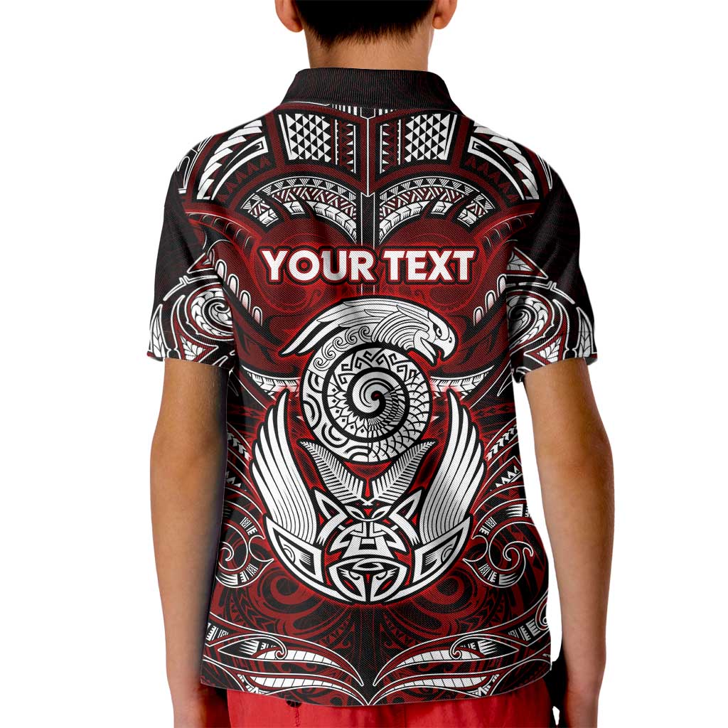 Personalized New Zealand Aotearoa Rugby Kid Polo Shirt Maori Fern Tattoo Art