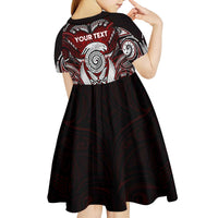 Personalized New Zealand Aotearoa Rugby Kid Short Sleeve Dress Maori Fern Tattoo Art DT02 - Polynesian Pride