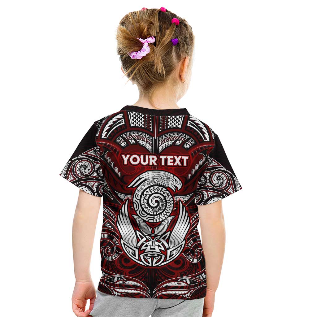 Personalized New Zealand Aotearoa Rugby Kid T Shirt Maori Fern Tattoo Art