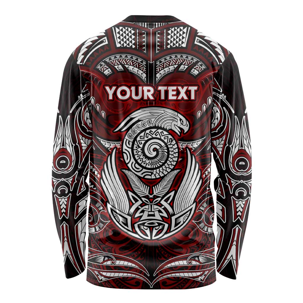 Personalized New Zealand Aotearoa Rugby Long Sleeve Shirt Maori Fern Tattoo Art