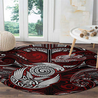 New Zealand Aotearoa Rugby Round Carpet Maori Fern Tattoo Art