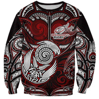 Personalized New Zealand Aotearoa Rugby Sweatshirt Maori Fern Tattoo Art