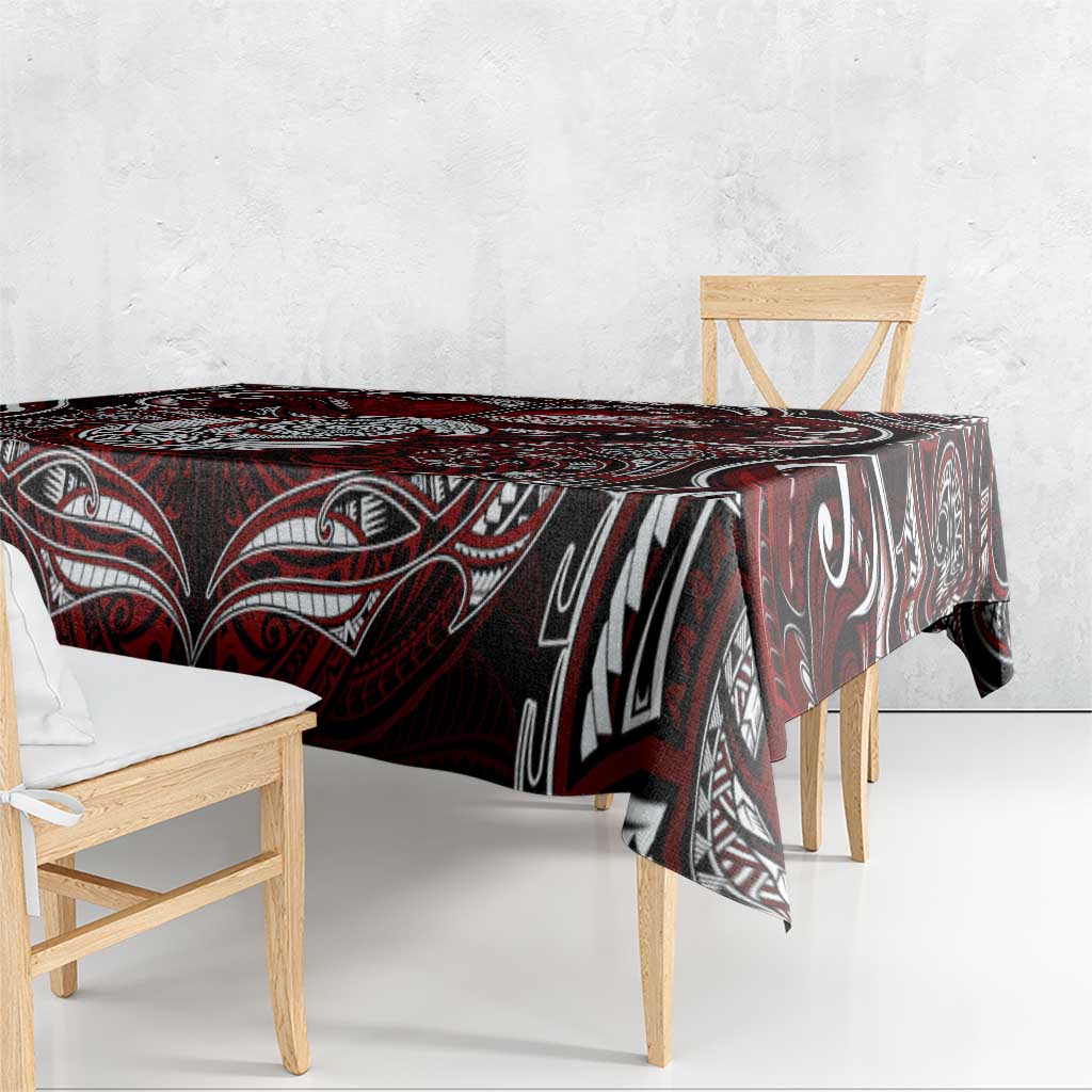 New Zealand Aotearoa Rugby Tablecloth Maori Fern Tattoo Art