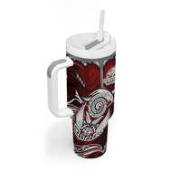 New Zealand Aotearoa Rugby Tumbler With Handle Maori Fern Tattoo Art