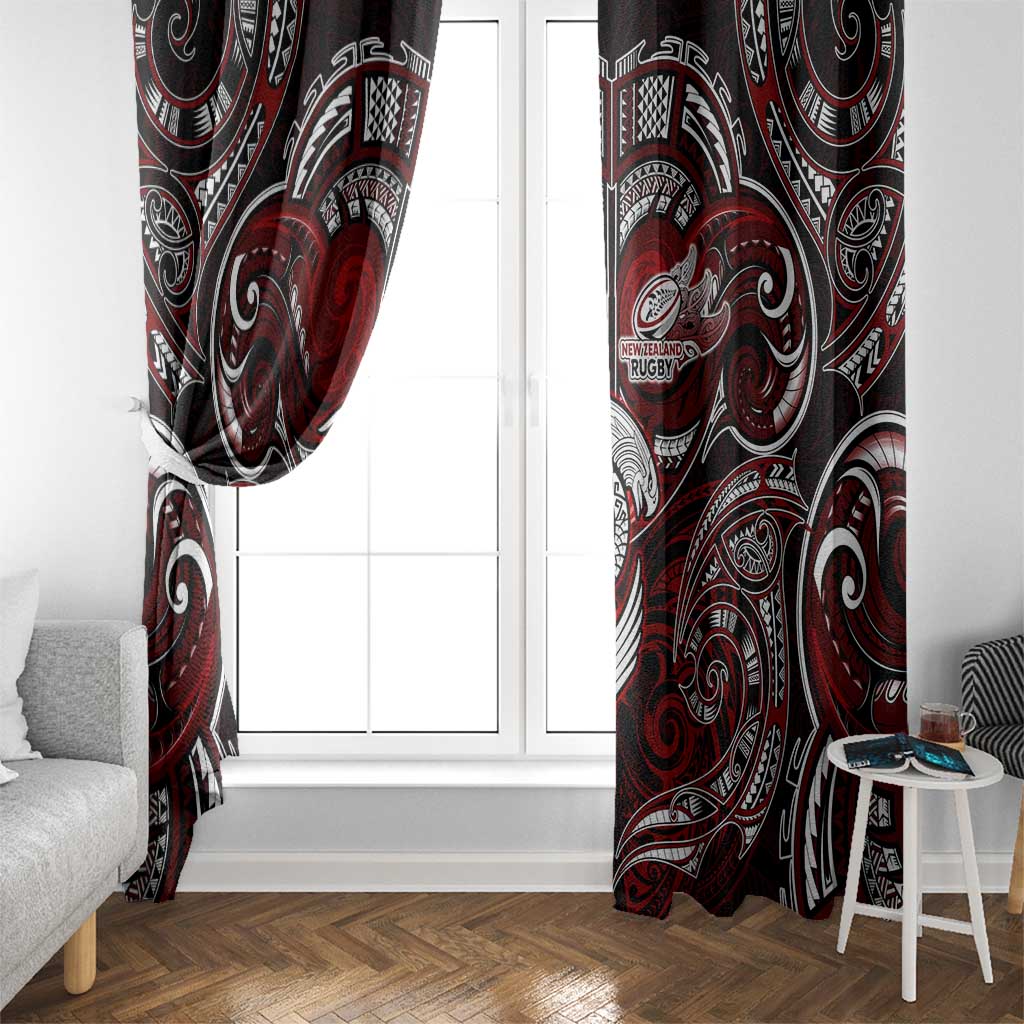 New Zealand Aotearoa Rugby Window Curtain Maori Fern Tattoo Art