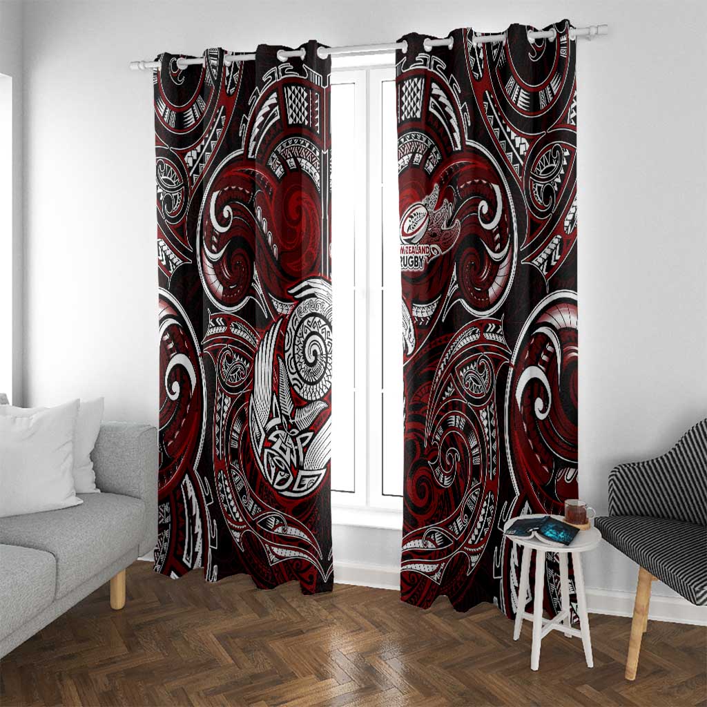 New Zealand Aotearoa Rugby Window Curtain Maori Fern Tattoo Art